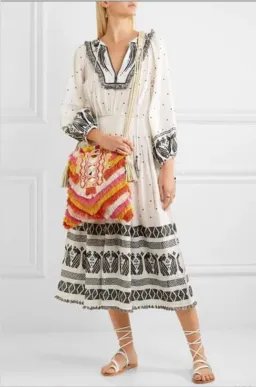 Zimmermann Divinity Midi Embroidered Linen Dress White/Black Size 0 / 8 AU for rent on The Volte - image 2
