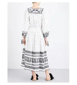 Zimmermann Divinity Midi Embroidered Linen Dress White/Black Size 0 / 8 AU for rent on The Volte - image 7