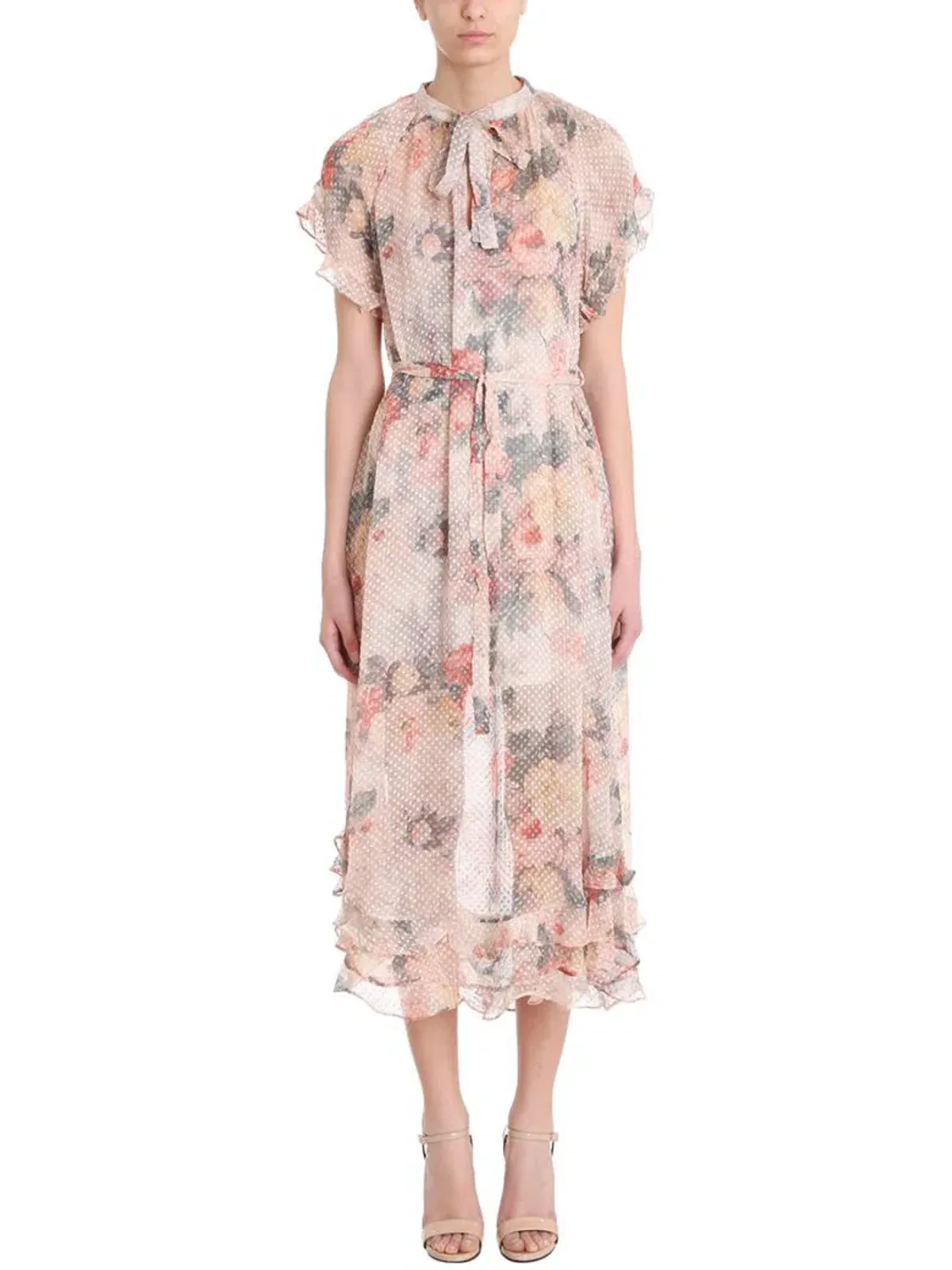 Zimmermann Radiate Cascade Frill Swing Silk Ruffle Midi Dress Floral Size 1 / 10 AU  - Image 1