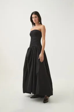 Aje Violette Bubble Hem Maxi Dress Black Size 6 for rent on The Volte - image 1