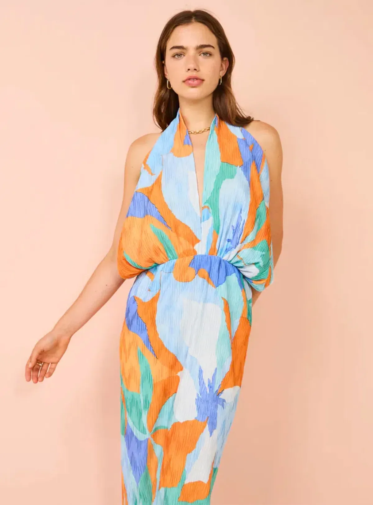 Lidee Riviera Sleeveless Gown In Capri Print Orange Size 6 - Image 7