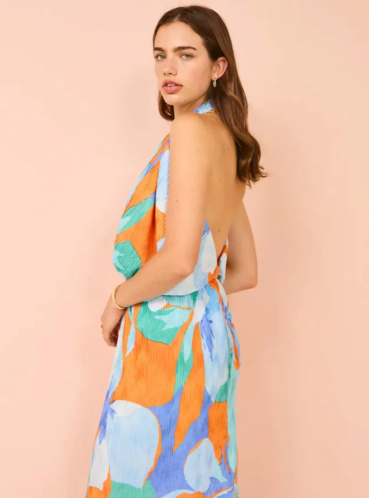 Lidee Riviera Sleeveless Gown In Capri Print Orange Size 6 - Image 3