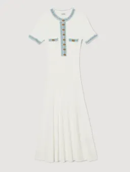 Sandro Knit and Denim Midi Dress White Size 8 for rent on The Volte - image 5