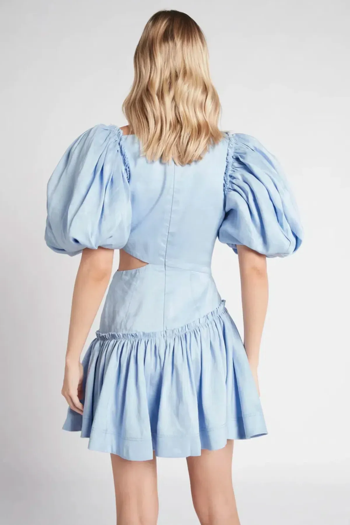 Aje Chateau Cut Out Mini Dress Sky Blue Size 8 - Image 3