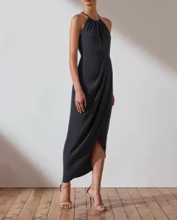 Shona Joy Core High Neck Ruched Dress in Charcoal Size AU 16 for rent on The Volte - image 1