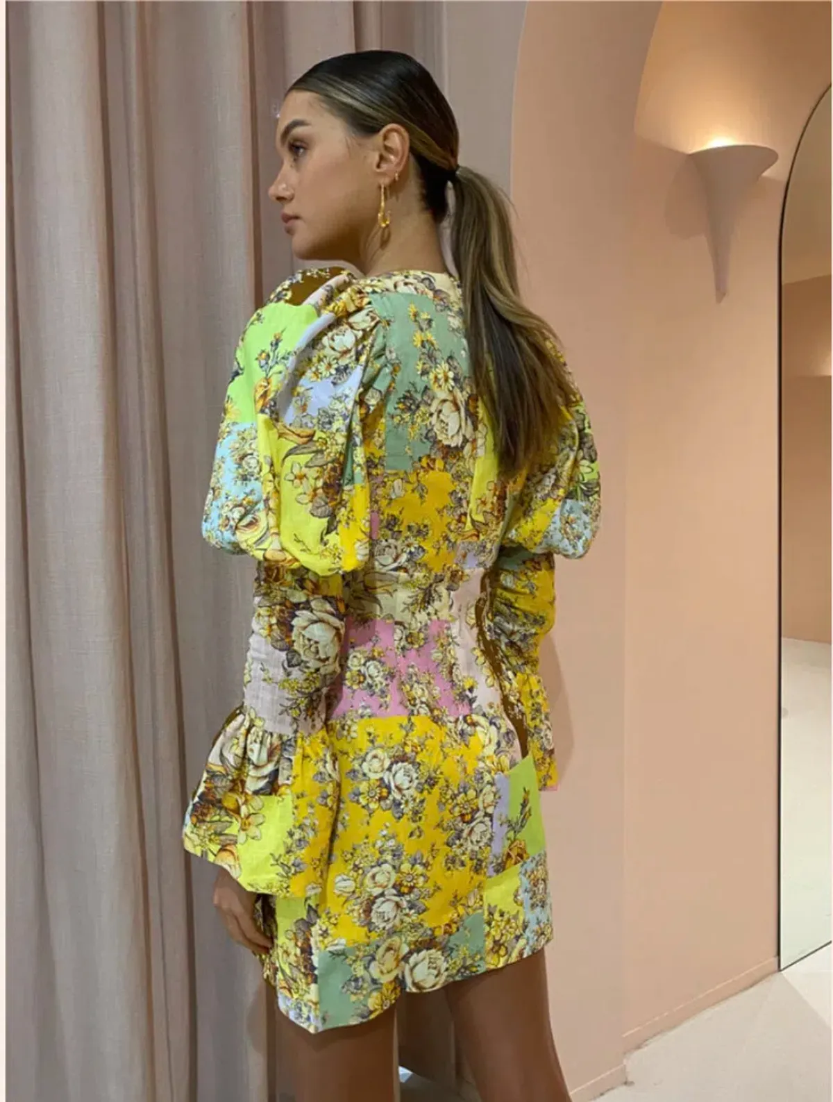 Alemais Matilde Puff Sleeve Mini Dress in Multi Size 10 - Image 3