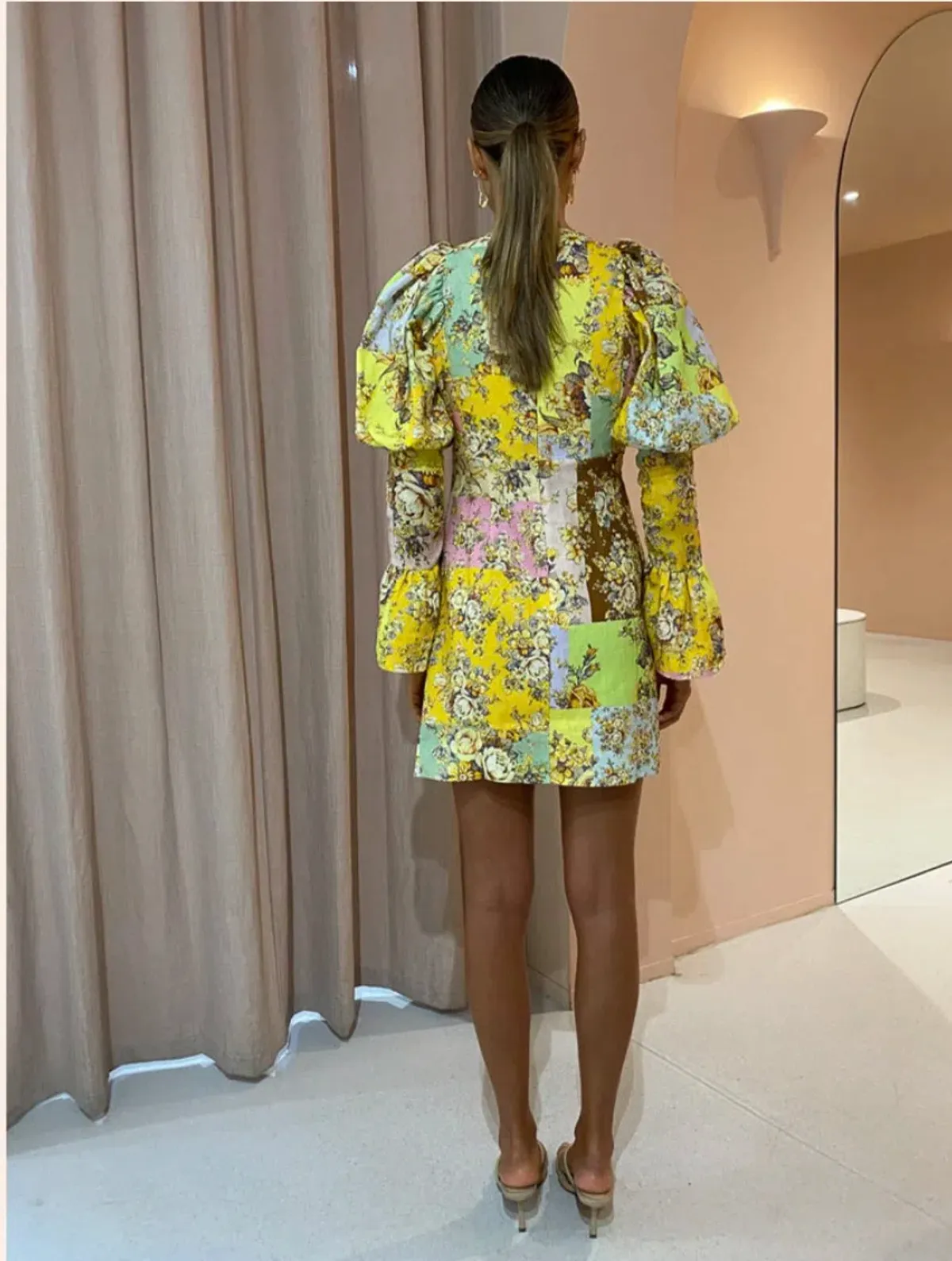 Alemais Matilde Puff Sleeve Mini Dress in Multi Size 10 - Image 2