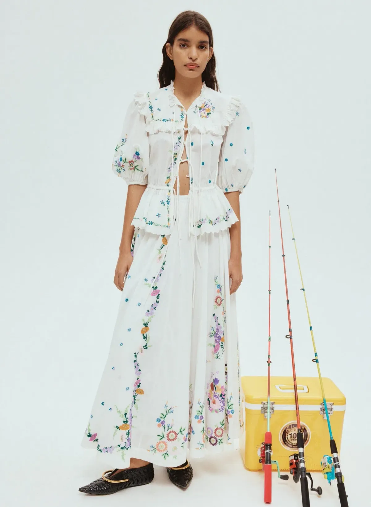 Alemais Willa Embroidered Blouse and Skirt Set Floral Size 14 - Image 1