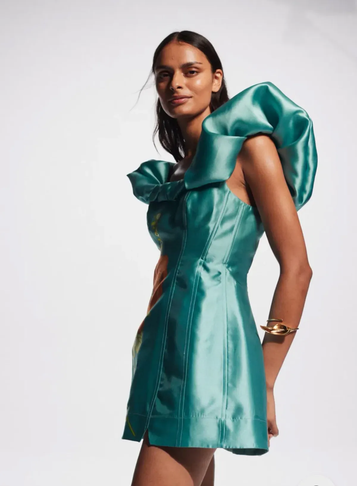 Alemais Regent Mini Dress Jade Green Size 16 - Image 4