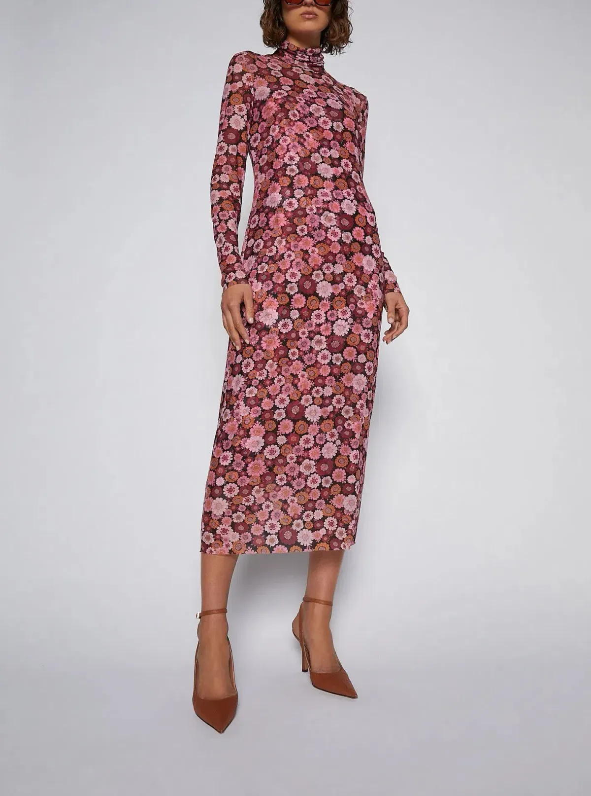 Scanlan Theodore Floral Mesh Dress Pink Size 8 - Image 1