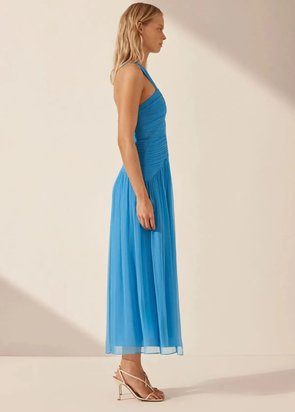 Shona Joy Margot One Shoulder Midi Dress in Aqua Size 8 - Image 5