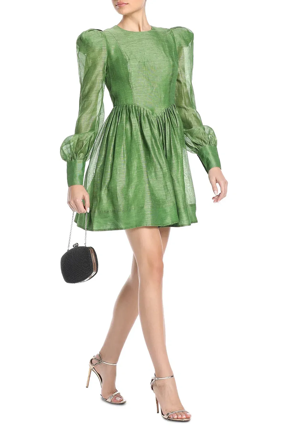 Leo Lin Elena Structured Shoulder Mini Dress in Tropical Green Size 10 - Image 2