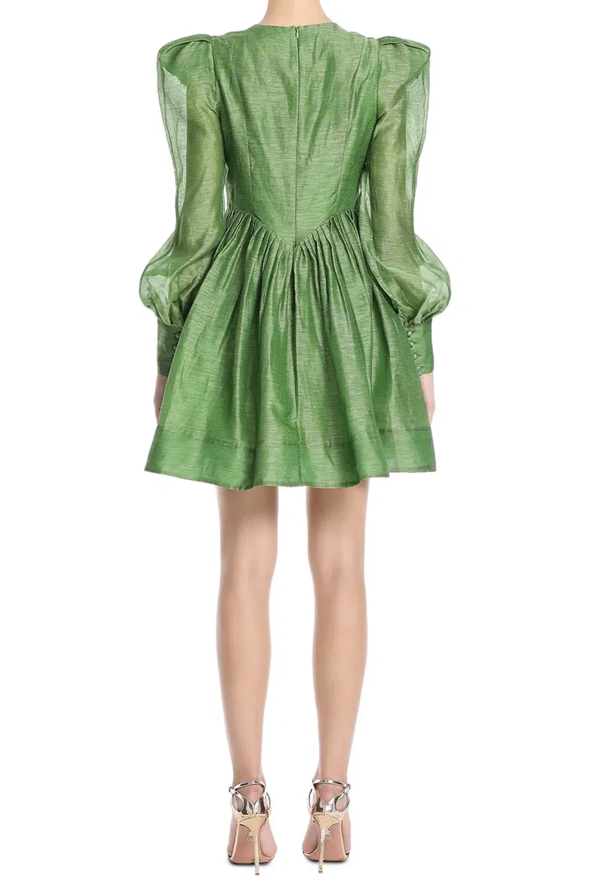 Leo Lin Elena Structured Shoulder Mini Dress in Tropical Green Size 10 - Image 3