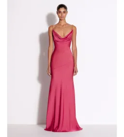 Alex Perry Bikini Cowl Drape Gown In Satin Pink Size 6 for rent on The Volte - image 1