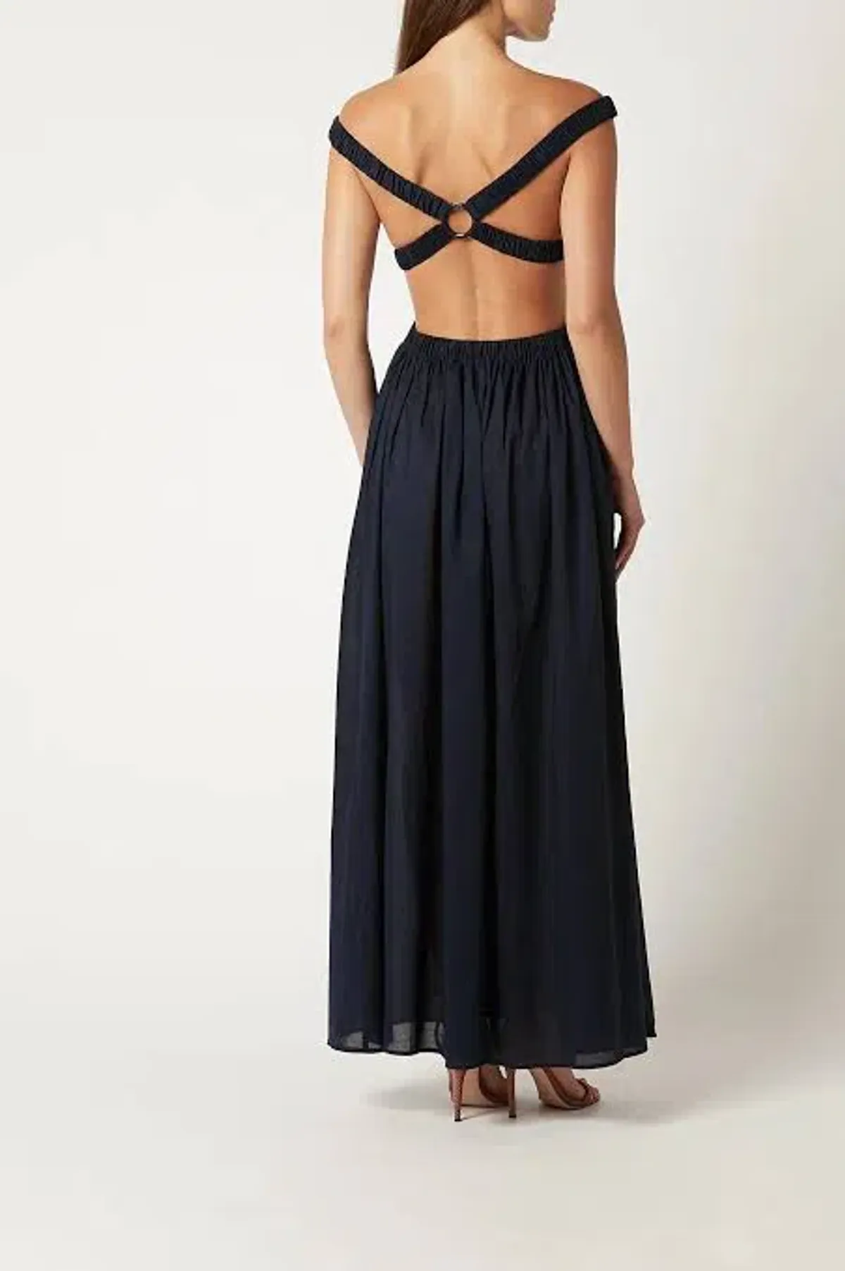 Scanlan Theodore Cotton Voille Ring Maxi Dress Black Size M /Au 10 - Image 6