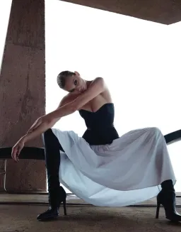 Helsa Faille Colorblock Midi Dress Black/White Size 8  for rent on The Volte - image 9