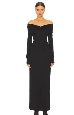 Helsa Matte Jersey Off Shoulder Maxi Dress Black Size 8  for rent on The Volte - image 3