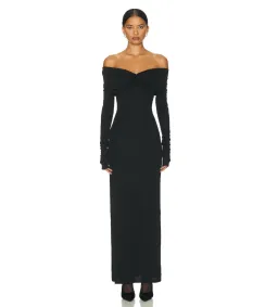 Helsa Matte Jersey Off Shoulder Maxi Dress Black Size 8  for rent on The Volte - image 2