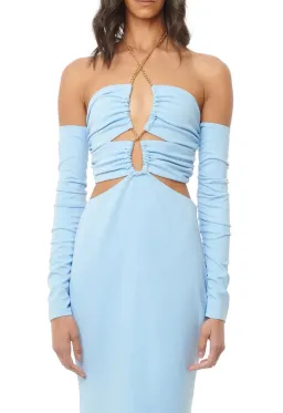 Eliya the Label Talia Cut Out Midi Dress with Sleeves Sky Blue Size 10 for rent on The Volte - image 4