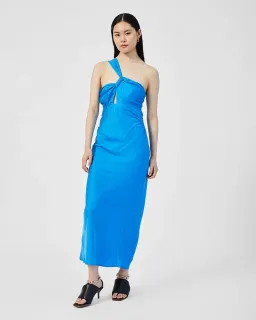 Suboo Hannah Asymmetric Strap Midi Dress Lapis Blue Size 12 for rent on The Volte - image 1
