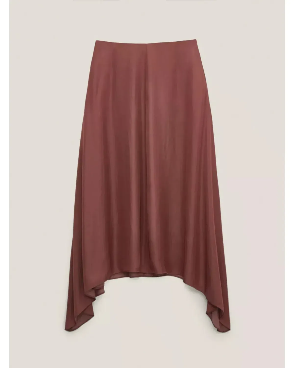 Massimo Dutti "Flowing Asymmetric" Midi Skirt Burgundy Size AU 6 - Image 4