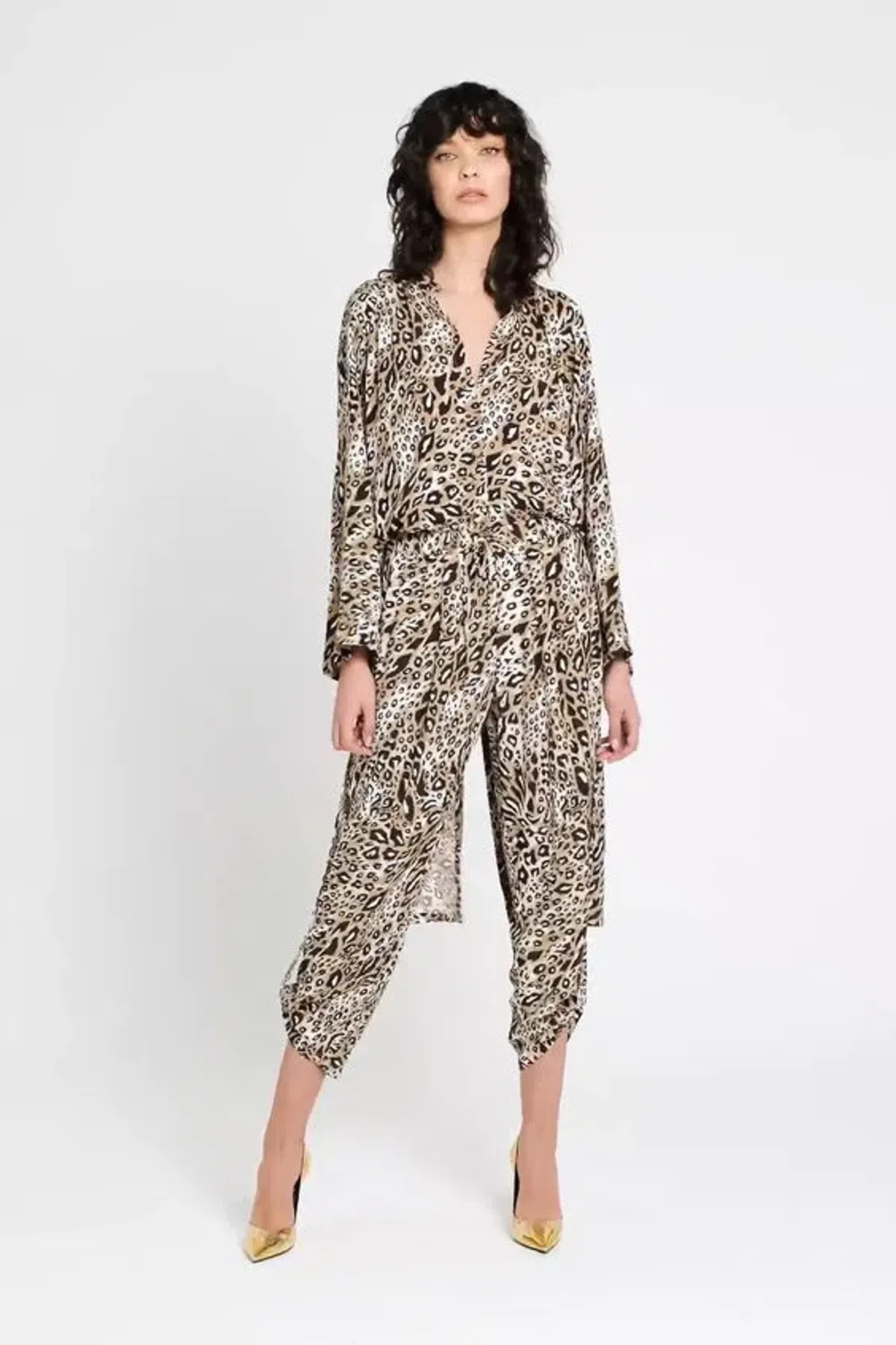 Sass & Bide "Be Kind Rewind" Longline Long Sleeve Blouse Animal Print Size 10 - Image 3