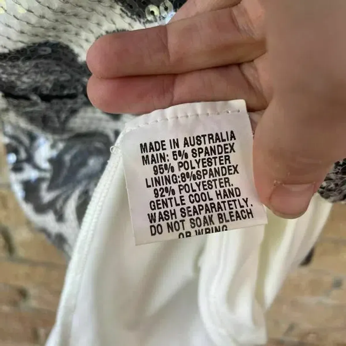 Moss & Spy Shift Bodycon Dress Black & White Sequin Size AU 8  - Image 4