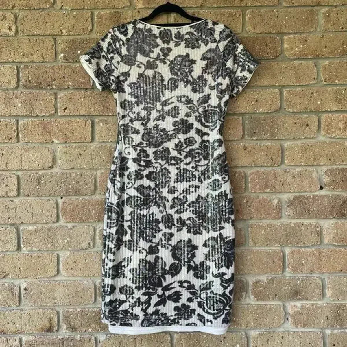 Moss & Spy Shift Bodycon Dress Black & White Sequin Size AU 8  - Image 6