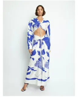 Christopher Esber Ruched Disconnect Dress Blue/White Size AU 8 for rent on The Volte - image 1