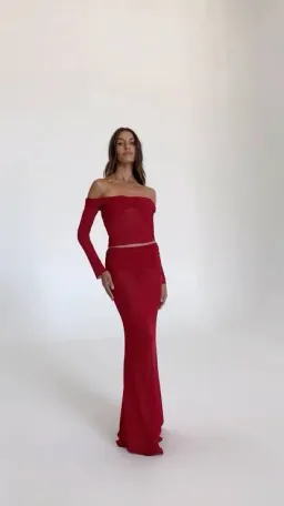 Natalie Rolt Charlotte Crop and Skirt in Cherry Size 1 / AU 8 for rent on The Volte - image 1