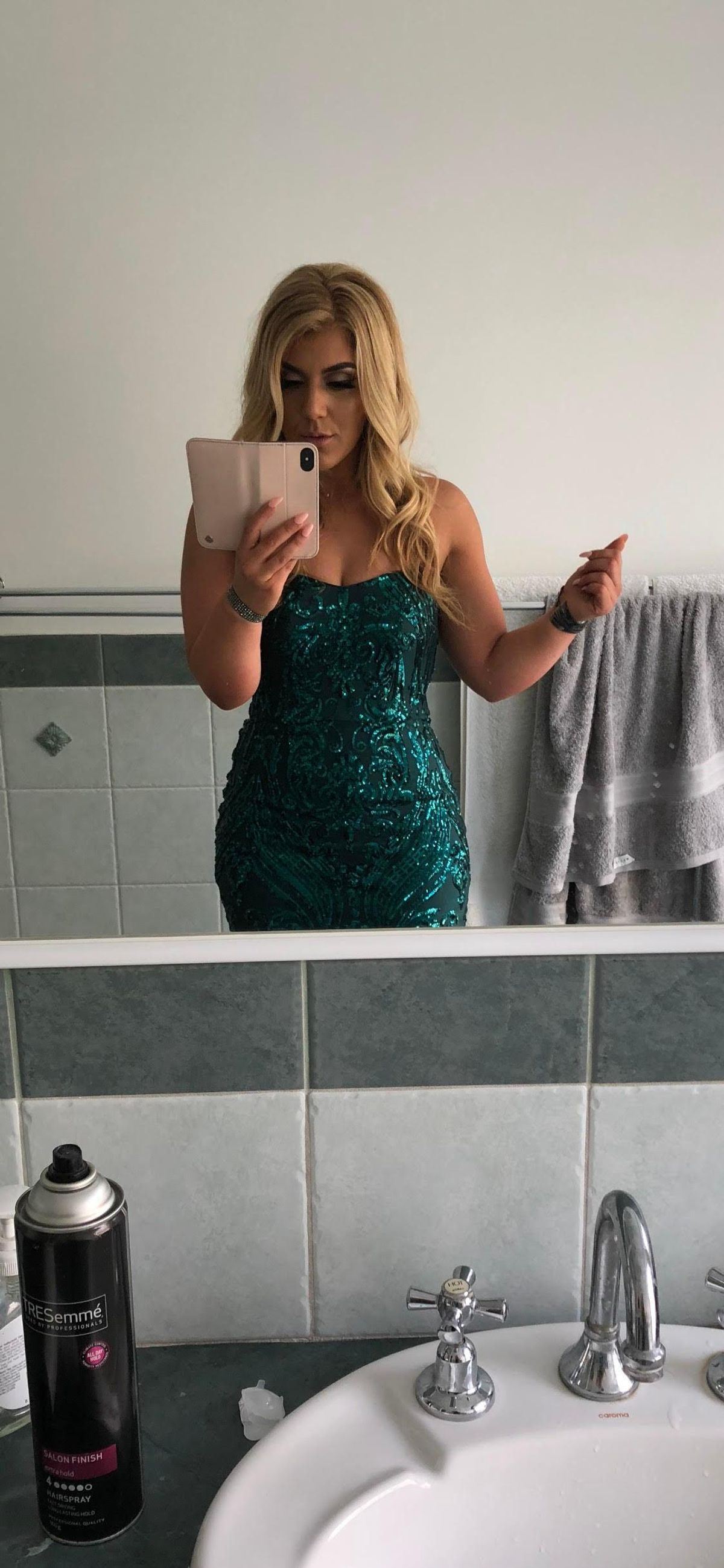 Pilgrim Melanie Sequin Dress Green Size 8 - Image 5