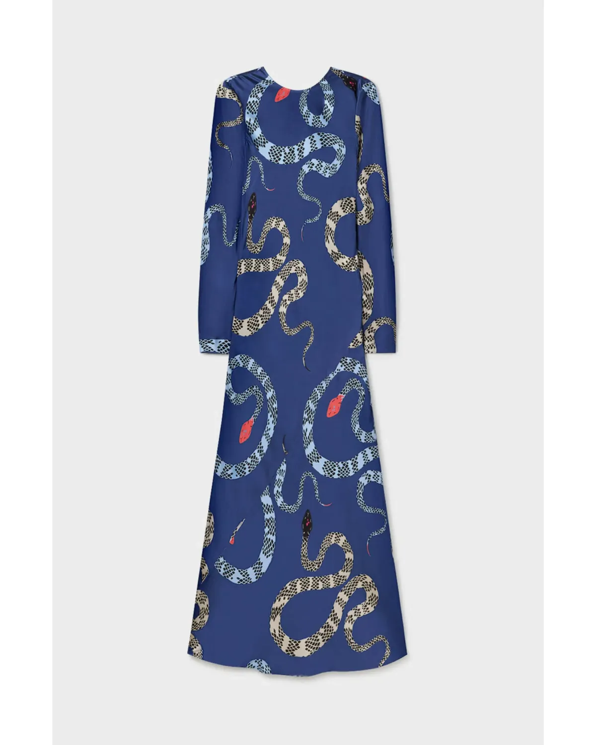 Silk Laundry Full Sleeve Bias Dress Blue Snakes Size AU 8 - Image 5