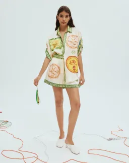 Alemais Porcelain Silk Shirt Size 6 and Shorts Size 4 Set Multi  for rent on The Volte - image 2