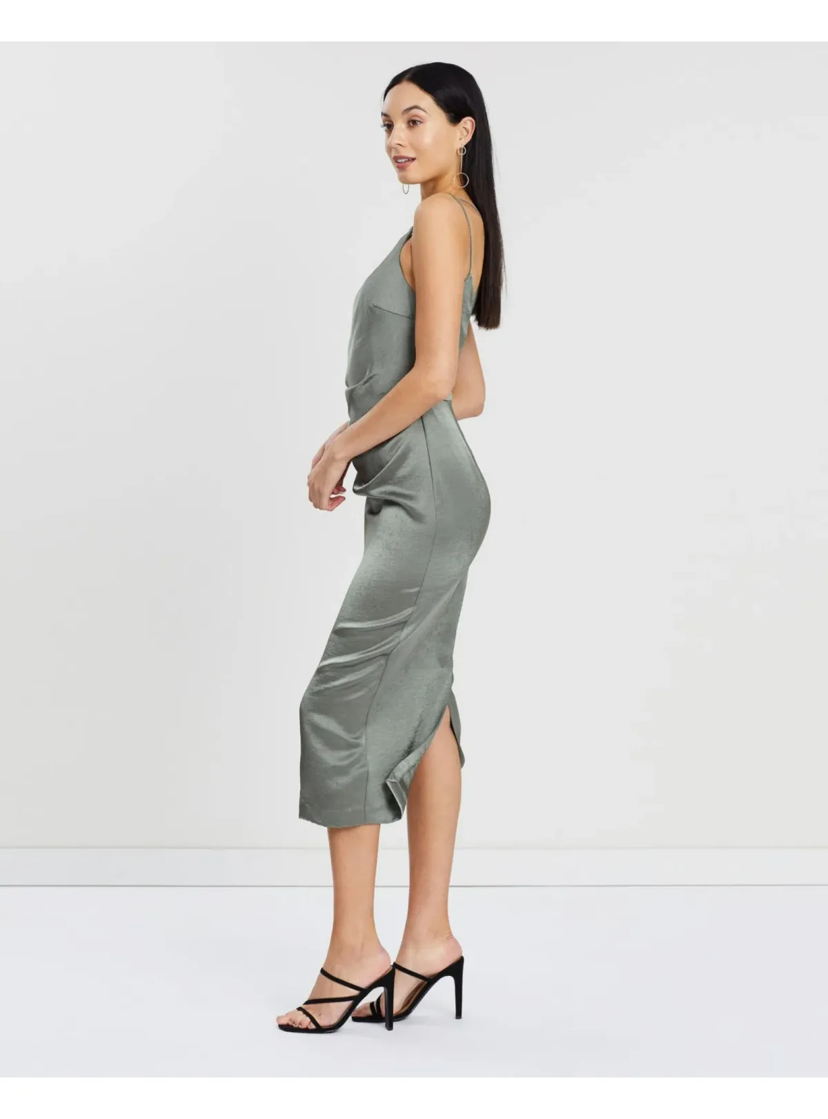 Bec & Bridge Mila Asymmetric Midi Dress Green Size AU 6 - Image 2