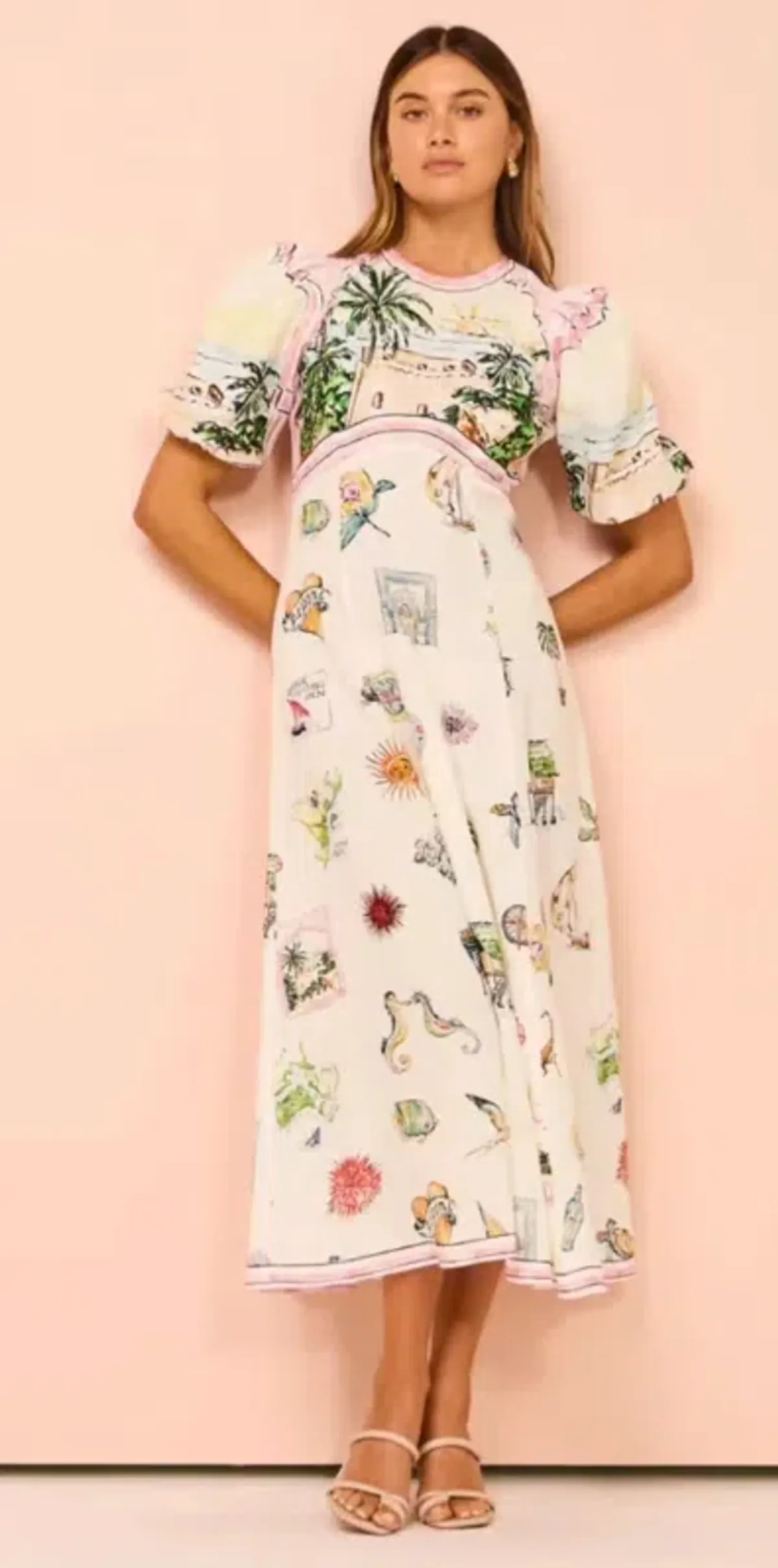 Alemais Sunset Midi Dress Multi Print  Size 12 - Image 4