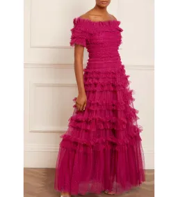 Needle And Thread Lisette Ruffle Off Shoulder Gown Fuschia Size 12 for rent on The Volte - image 2