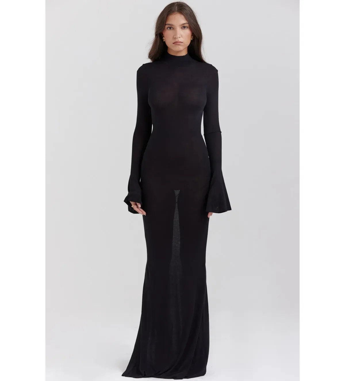 House Of Cb Sancha Black Knit Maxi Dress Black Size 6  - Image 1