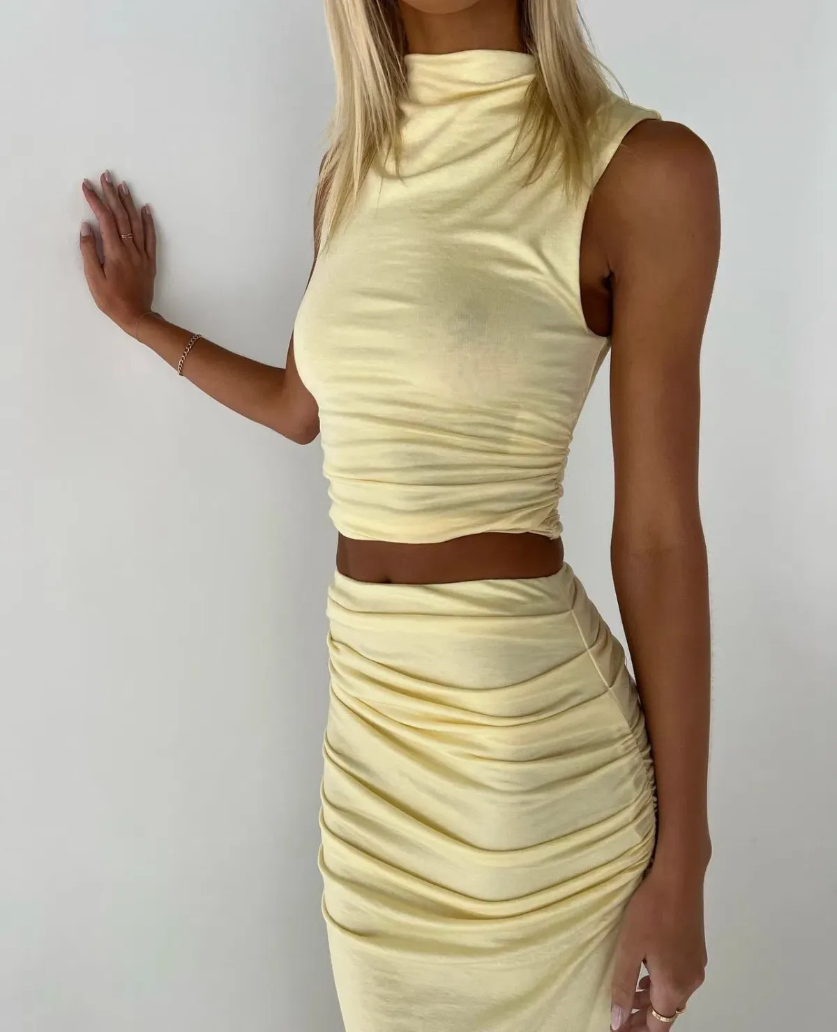 Venroy Draped Jersey Set Yellow Size AU L / 10-12 - Image 4