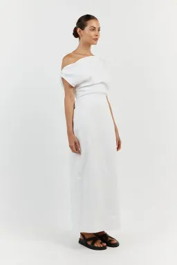 Dissh Cass Linen Asym Midi Dress White Size 8 for rent on The Volte - image 2