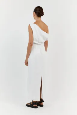 Dissh Cass Linen Asym Midi Dress White Size 8 for rent on The Volte - image 3
