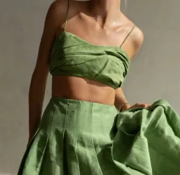 Aje Thea Draped Twist Crop Top and Paradiso Cinched Midi Skirt Set Fern Green Size 8 for rent on The Volte - image 4