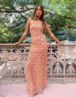 Bec & Bridge Firefly Strapless Midi Dress in Fiesta Floral Size 6  for rent on The Volte - image 1