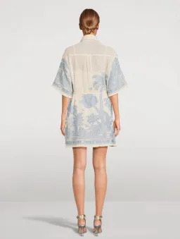 Zimmermann Ottie Palm Mini Dress Cream Blue Size 0/ AU 8 for rent on The Volte - image 3
