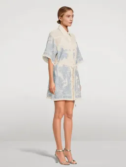 Zimmermann Ottie Palm Mini Dress Cream Blue Size 0/ AU 8 for rent on The Volte - image 2