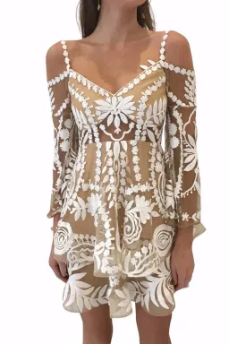 Thurley Poppy Fields Lace Mini Dress Ivory/Nude Size 8 for rent on The Volte - image 2