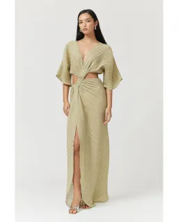 Suboo Stevie Cross-over Midi Dress in Gold Size AU 6 for rent on The Volte - image 1