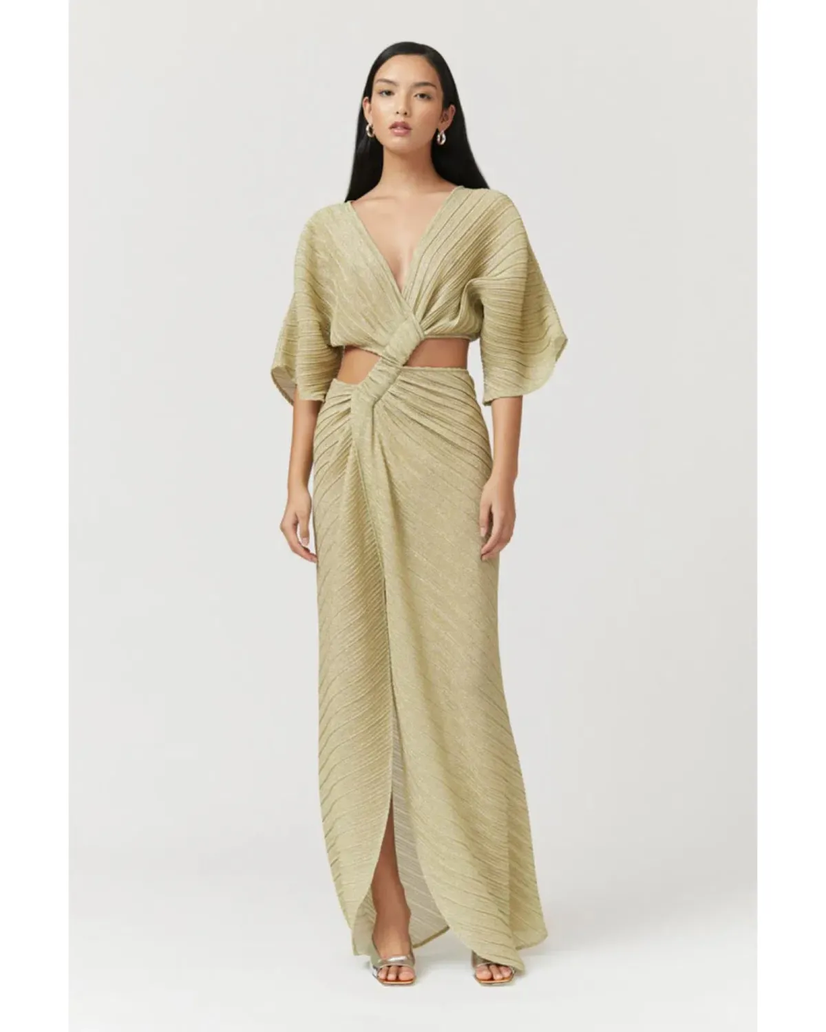 Suboo Stevie Cross-over Midi Dress in Gold Size AU 6 - Image 2