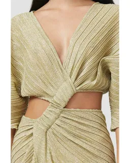 Suboo Stevie Cross-over Midi Dress in Gold Size AU 6 for rent on The Volte - image 3