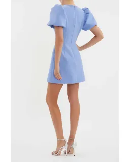 Rebecca Vallance Juliana Puff Sleeve Mini Dress in Blue Size AU 14 for rent on The Volte - image 4