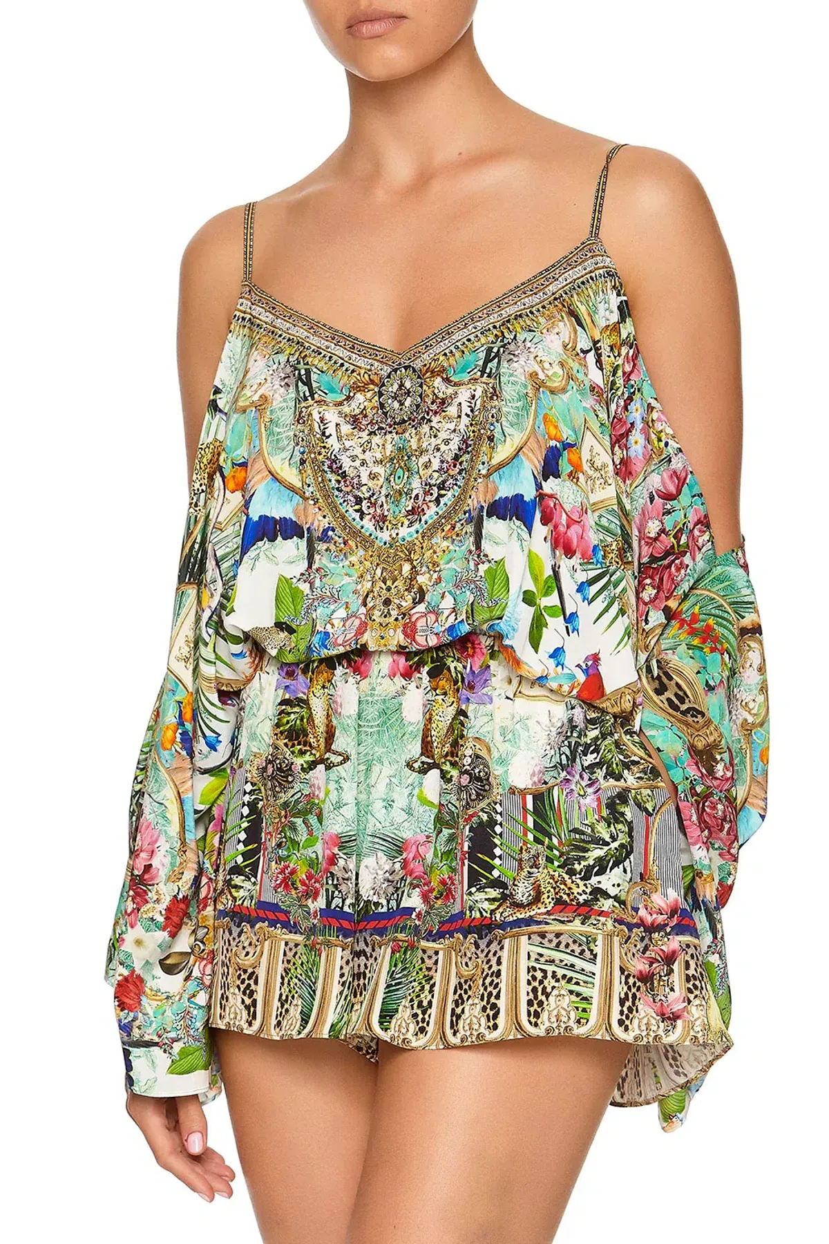 Camilla Franks Drop Shoulder Playsuit Champagne Coast Print Size M /AU 12 - Image 2